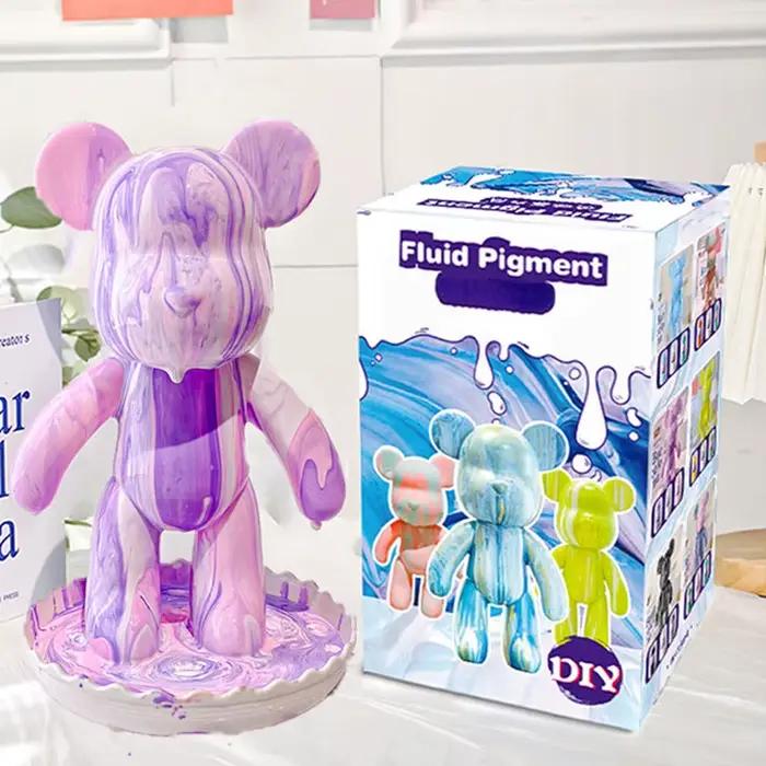 Jouets colorés faits à la main pour enfants, ours fluide, embryon blanc, artisanat de coloriage, peinture pour filles, coffret cadeau sans boîte