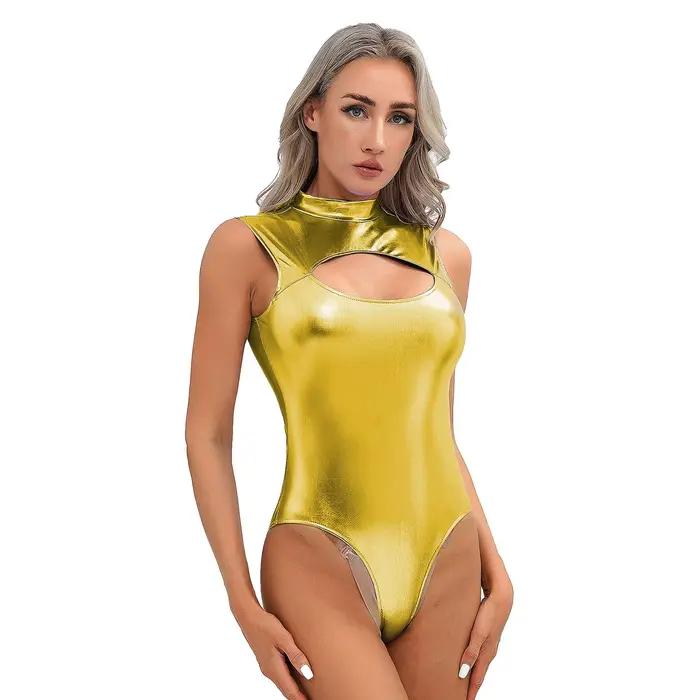 Maillot de bain une pièce métallique pour femmes