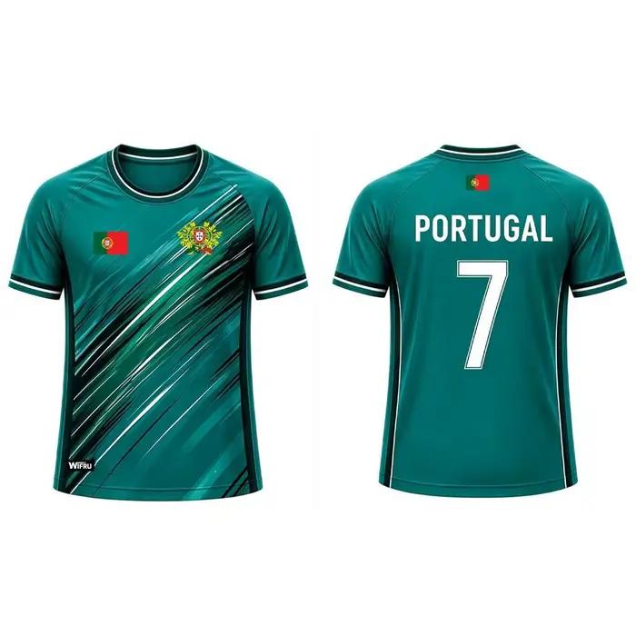 Maillot de football pour homme avec imprimé drapeau du Portugal 2026, T-shirt de sport respirant et à séchage rapide, unisexe, décontracté, cadeau pour les fans, hauts d'été
