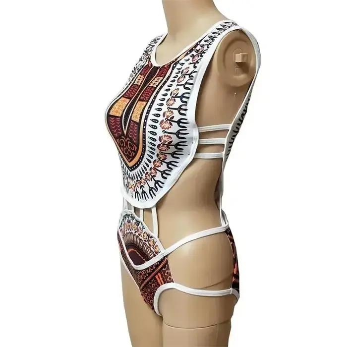 Maillot de bain une pièce imprimé africain Dashiki