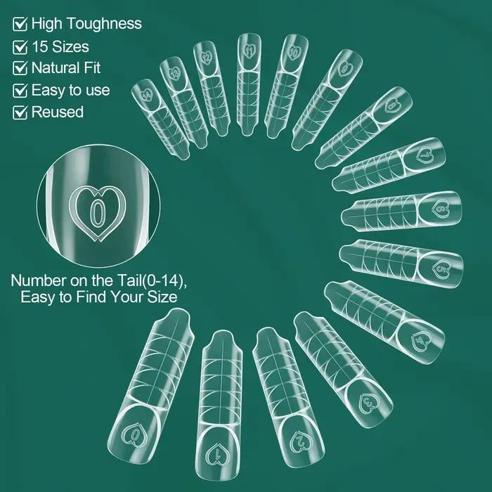 Nailpop Space French Dual Forms 15 Tailles Moules Transparents pour Extension de Gel Constructeur Professionnel Salon Maison Manucure 60/150pcs
