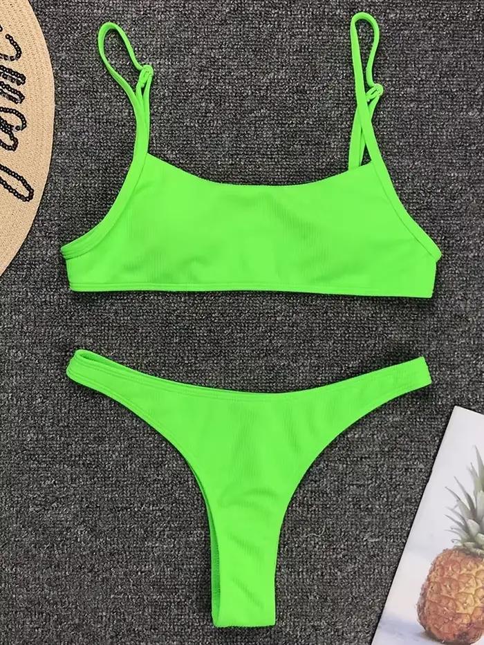 Maillot de bain deux pièces jaune fluo
