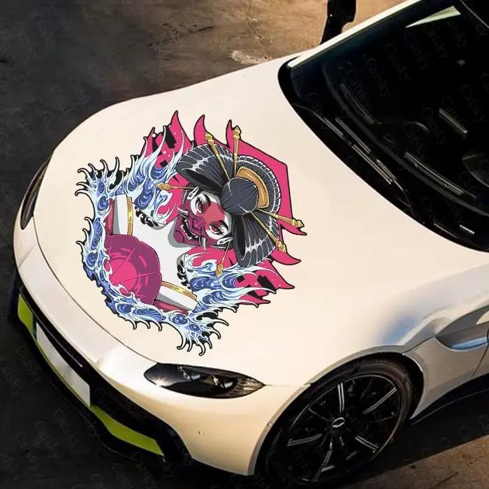 Autocollant de capot de voiture fleur de geisha japonaise, motif graphique, couleur, côté, maATM