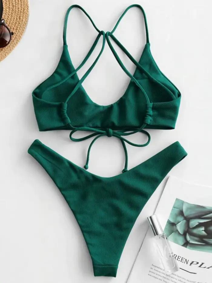 Bikini féminin Daxiyee en polyester avec technologie Push Up extrême, style de plage, croix dos nu, motifs léopard, pour plage, mariage, vacances et plus