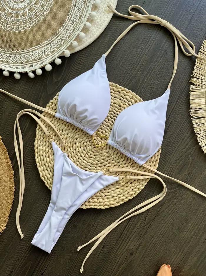 Femmes deux pièces maillot de bain Sexy Bikini blanc maillots