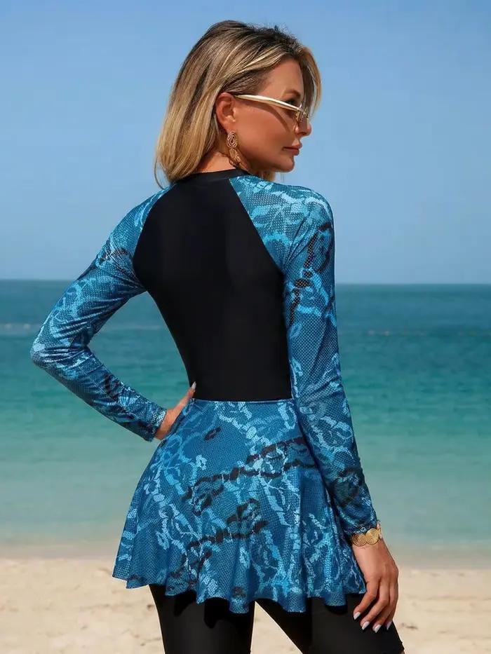 Maillot de bain Tankini à manches longues pour femmes