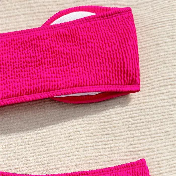 Sexy Rose Rouge Bikini Bandeau Maillot De Bain Y2K Côtes Vacances Maillots