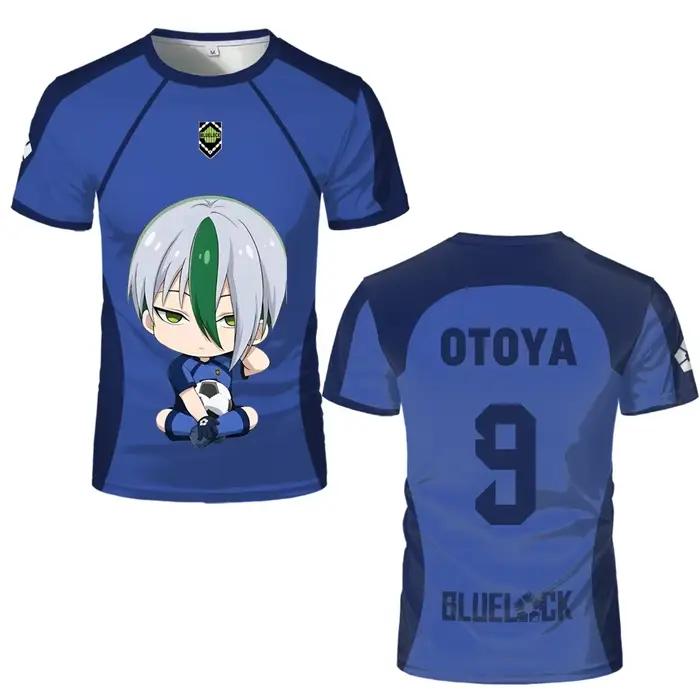 Maillot de Futsal Réplique Motif Blue Lock Anime Bastard Munich Été Homme et Femme T-shirt 3D Décontracté Sportif Haut