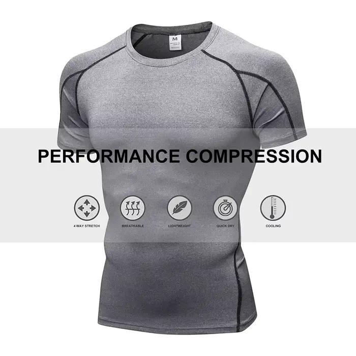 Sous-vêtements de compression à manches courtes pour hommes, séchage rapide, couche de base d'entraînement de gym, t-shirt de course, collants de sport athlétiques de basket-ball