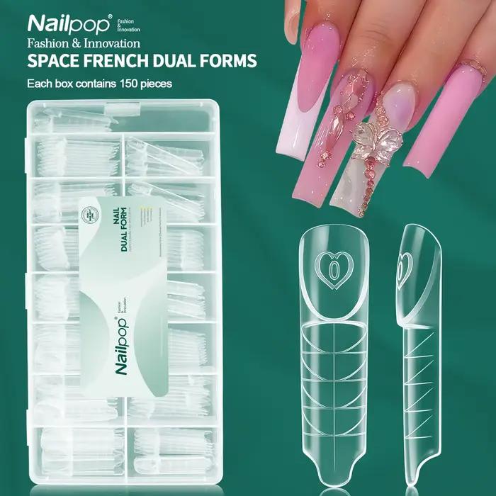 Nailpop Space French Dual Forms 15 Tailles Moules Transparents pour Extension de Gel Constructeur Professionnel Salon Maison Manucure 60/150pcs