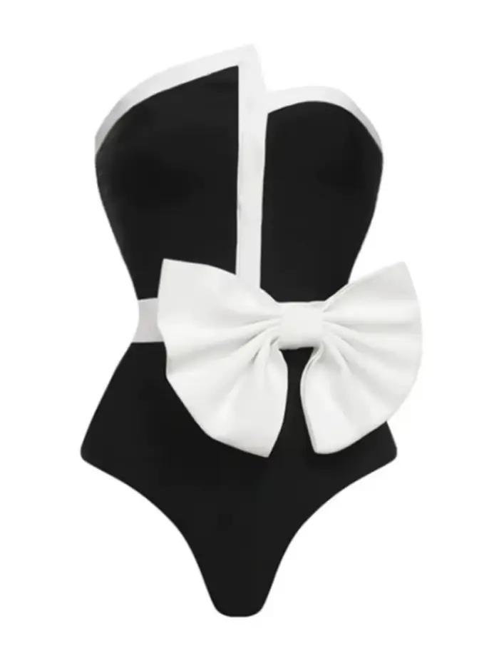 Maillot de bain une pièce noir et blanc pour femmes