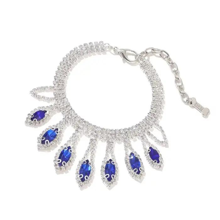 Collier de chien en diamant réglable, bijoux de mariage, décor de luxe, chiot, chaton, petit anom