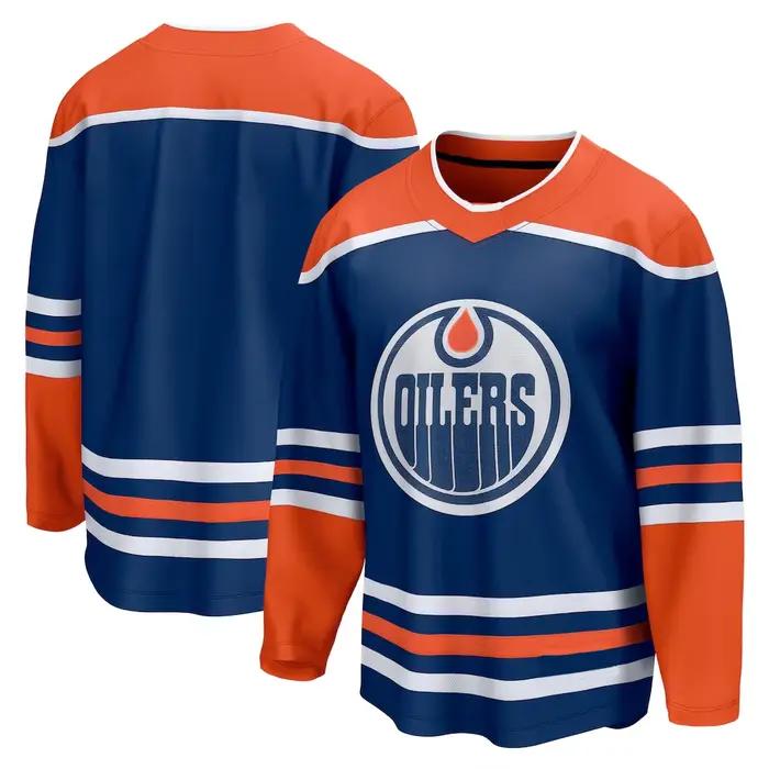 Maillot de hockey Oilers, tenue de sport, maillot y2k, sweat-shirt unisexe à manches longues et col en v, noms et numéros personnalisés
