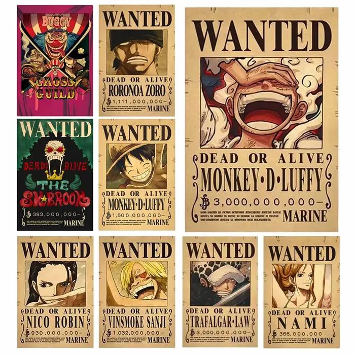 Une pièce figurine d'action Bounty affiche 20 pièces moins cher artisanat impression mur Vintage film Playbill Luffy une pièce papiers peints affiche