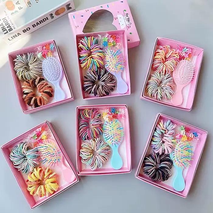 Ensemble d'accessoires capillaires colorés pour enfants avec peigne, cordon et pince latérale, pour la rentrée scolaire, les événements à thème et les déguisements pour les tout-petits