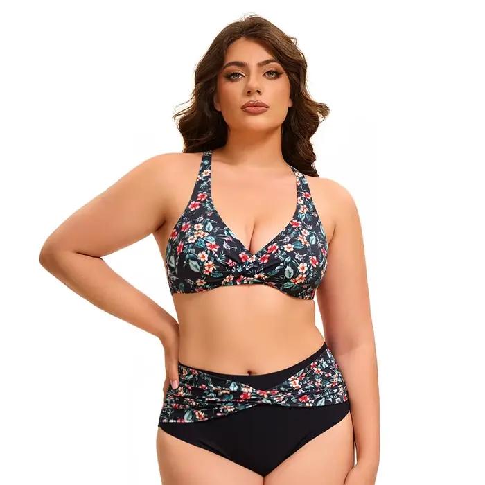 Ensemble bikini 2 pièces taille haute pour femmes grandes tailles