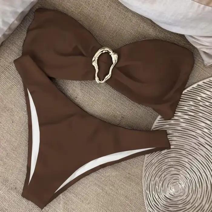 Ensemble bikini bandeau push-up sexy pour femme