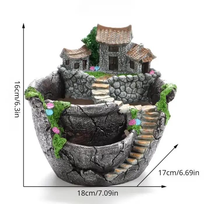 Pot de fleurs en résine pour plantes succulentes, support de bureau, décoration de jardin de maison, porte-plantes