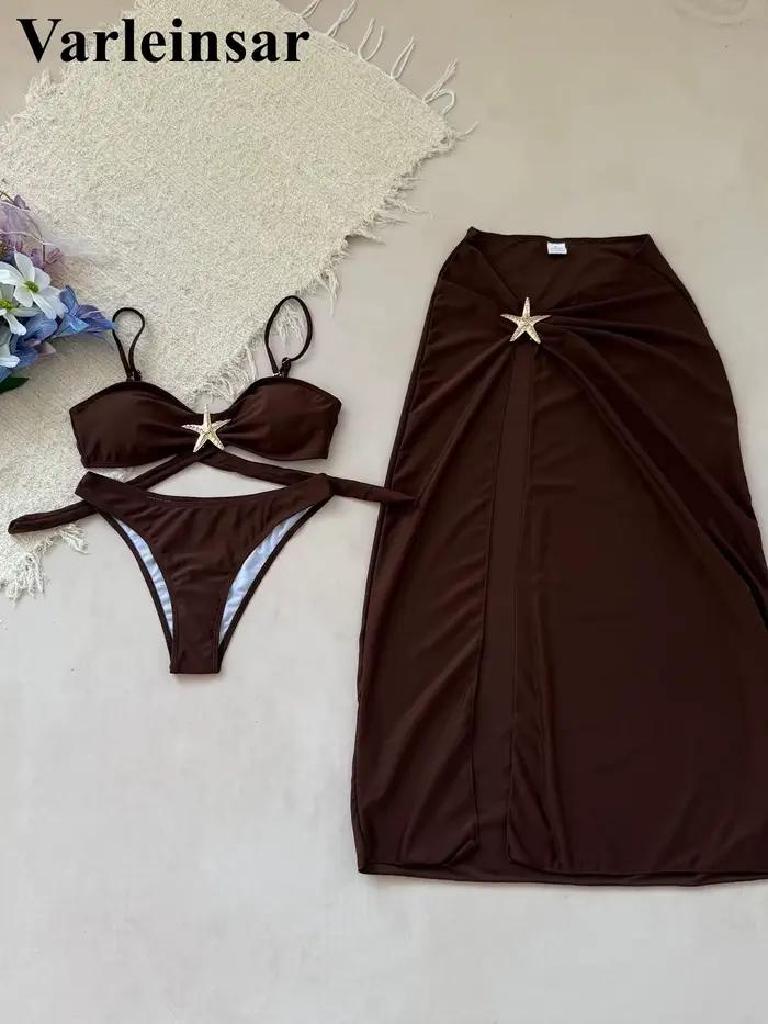 Maillot de bain bikini étoile en métal pour femme