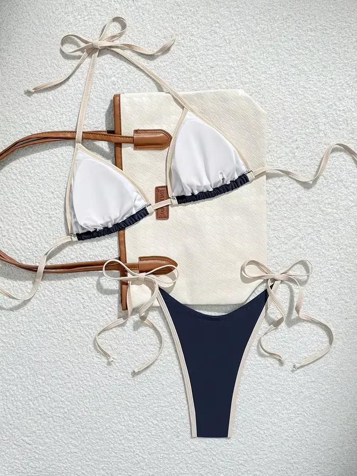 Sexy contraste couleur sépare Micro Bikini 2026 maillot de bain pour femme