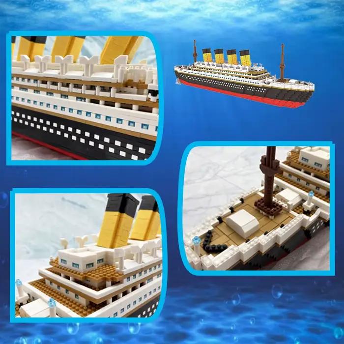 KNEW BUILT Blocs de construction de bateau en plastique Titanic 3D pour adultes, Micro Mini briques, Kits de jouets à assembler, bateau de croisière, cadeau pour enfants