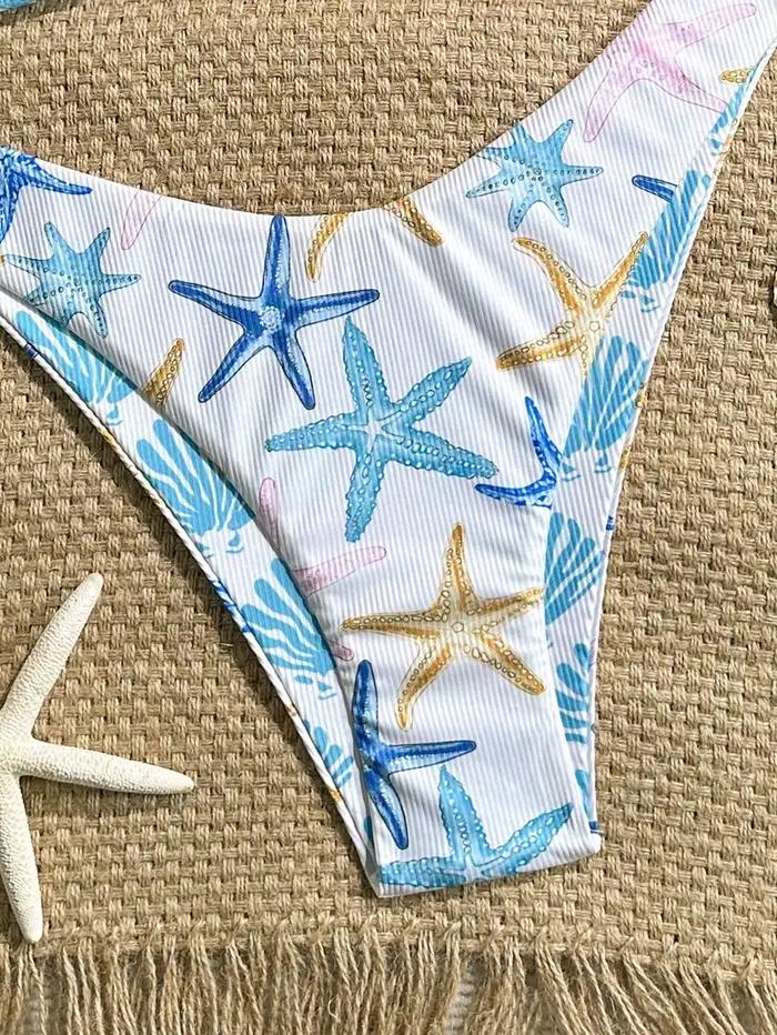 Sexy blanc étoile de mer imprimé Micro Bikini 2026 femmes plissé croix Push Up soutien-gorge string maillots de bain