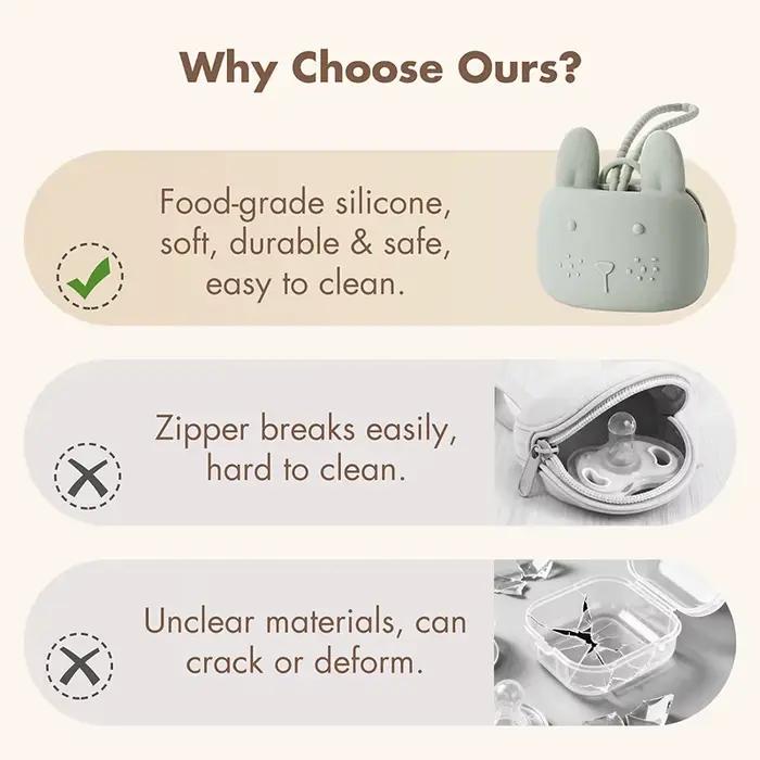 1pc bébé Silicone porte-sucette étui, 100% Silicone souple porte-mamelon conteneur boîte garder sucette étui sucettes
