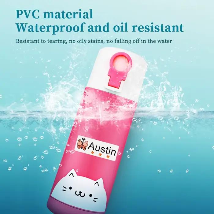 Autocollants de nom personnalisables pour verres et papeterie pour enfants – Étiquettes personnalisées imperméables avec adhésif écologique