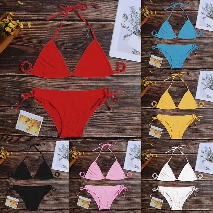 Femmes string Bikini ensemble Sexy maillot de bain Style bandeau