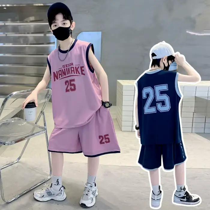 Maillot de basket-ball pour enfants, ensemble de vêtements haut et bas, vêtements de sport deux pièces pour garçons, tenue de sport, survêtement décontracté pour enfants de 5 à 14 ans