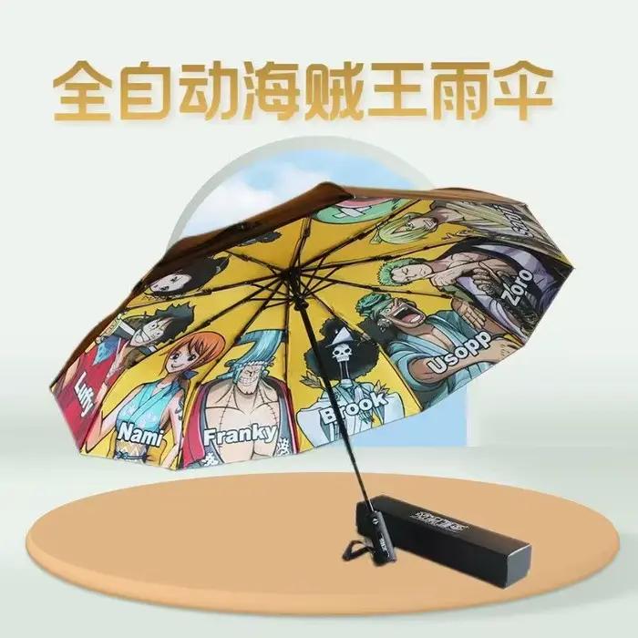Une pièce singe · D · Luffy Roronoa Zoro Nami Sanji noir Protection solaire parasol dessin animé créatif Anime périphérique parapluie