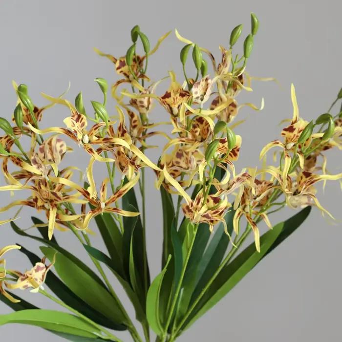 Impression 3D Phalaenopsis Silk Real Touch Spider Orchid Flowers, Home Table Vase Decor, Christmas Photo Props, 5 Branches