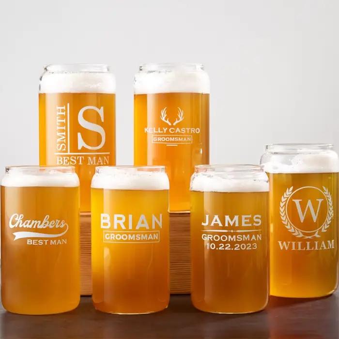 Standard de bière personnalisé pour la fête de mariage, verres de bar pour lui, cadeaux de GroomTIME, cadeau de meilleur homme, cadeaux d'enterrement de vie de garçon