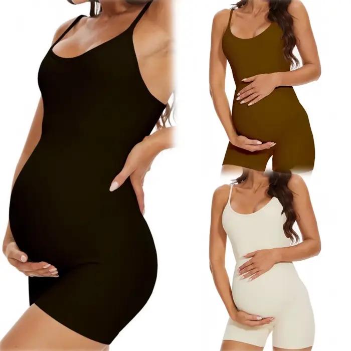Maillot de bain une pièce côtelé de maternité 2025 – Été – Extensible et très confortable avec bande de soutien pour le