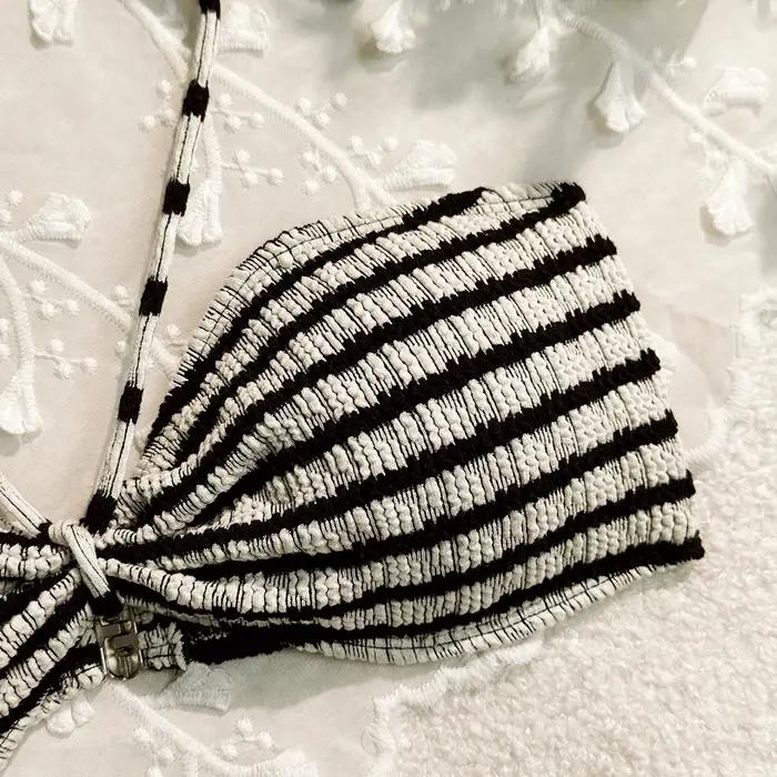 Maillot de bain bikini deux pièces à rayures pour femme