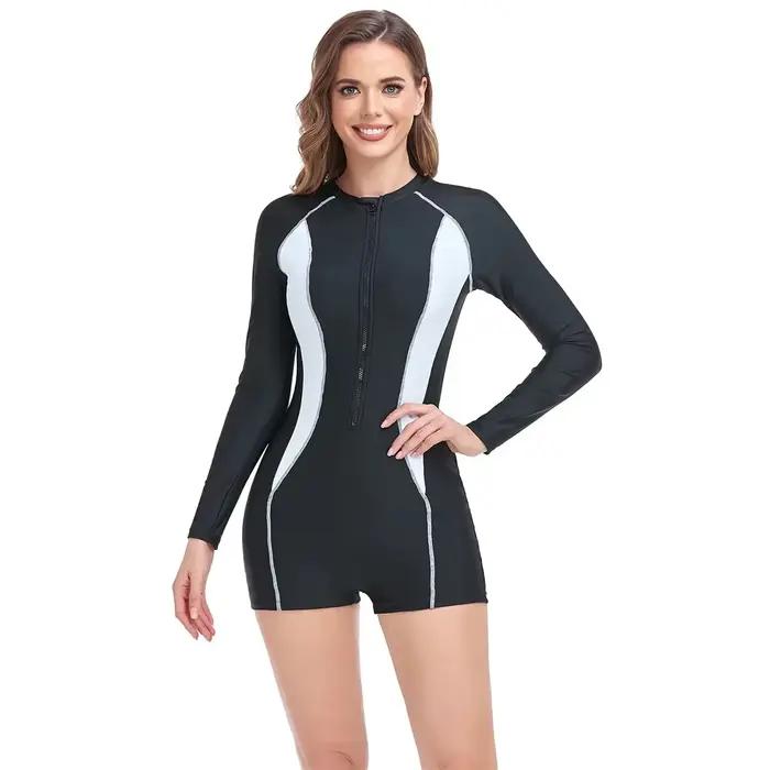 Maillot de bain une pièce slim à manches longues pour femme