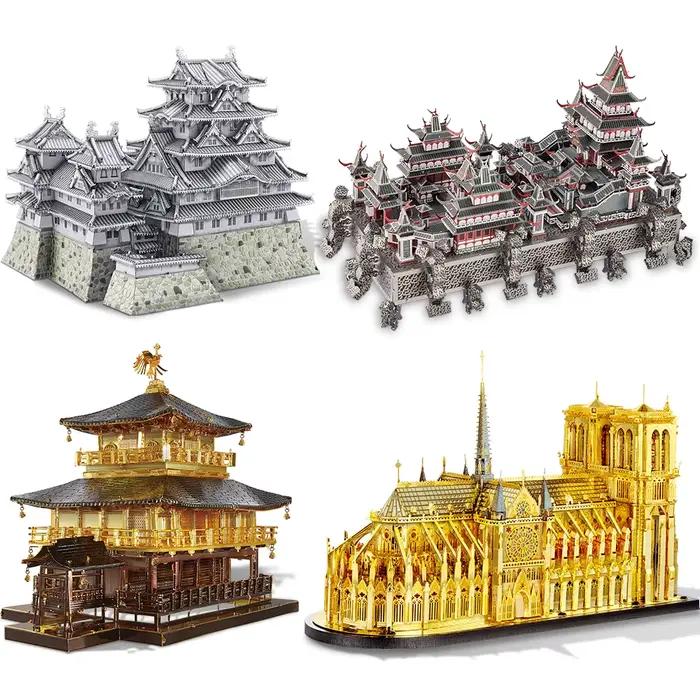 Piececool – Kits de Construction de maquettes Notre-Dame de Paris, série de Construction Himeji-jo, puzzle 3D en métal, jouet de maison à monter soi-même, cadeau de noël