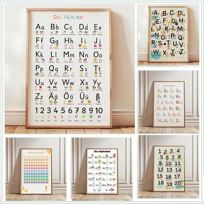 Tableau éducatif en toile pour l'apprentissage précoce des chiffres et de l'alphabet, affiche de cognition pour enfants, affiche d'apprentissage familial pour la salle de classe