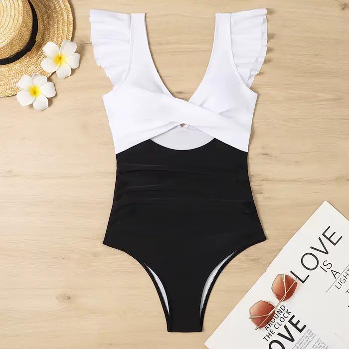 2025 évider croix Ztvitality maillot de bain une pièce solide à volants maillots