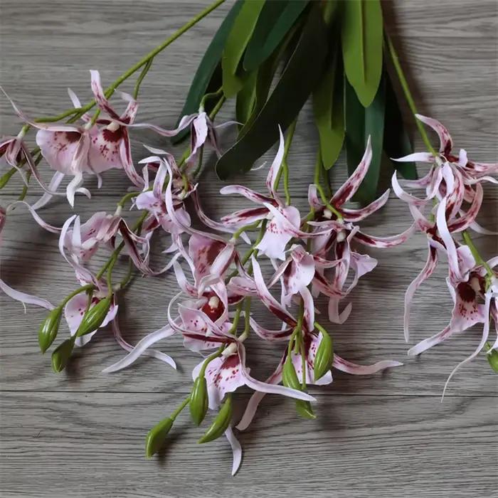 Impression 3D Phalaenopsis Silk Real Touch Spider Orchid Flowers, Home Table Vase Decor, Christmas Photo Props, 5 Branches