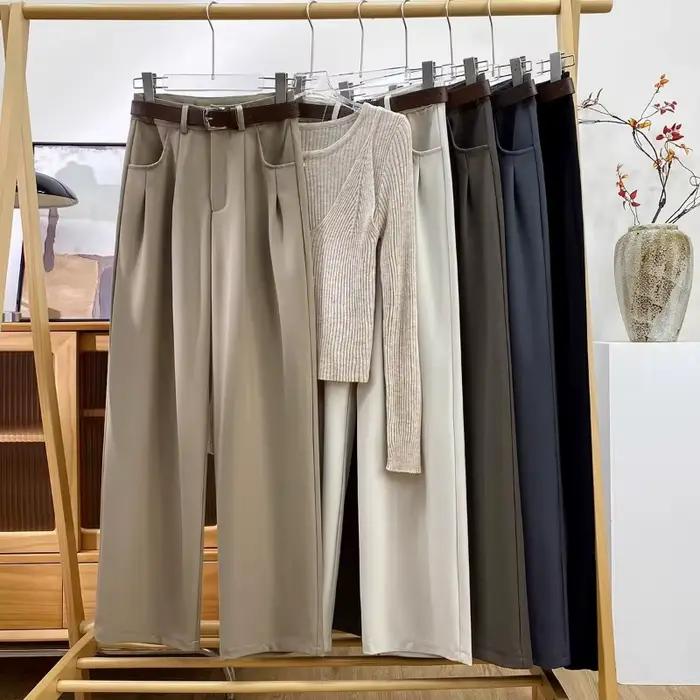 Costume taille haute pour femmes, pantalon élégant, 5 couleurs unies, avec poches, décontracté, pour le bureau, printemps été