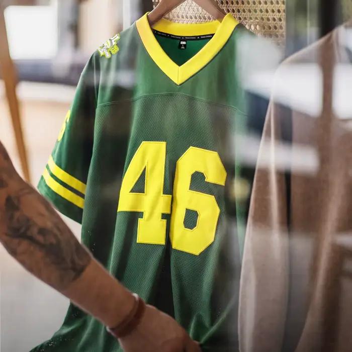 Maillot de football respirant en maille pour homme Maden, style rétro américain, coupe ample et légère, à manches courtes, pour le sport et les loisirs, idéal pour l'été et le quotidien