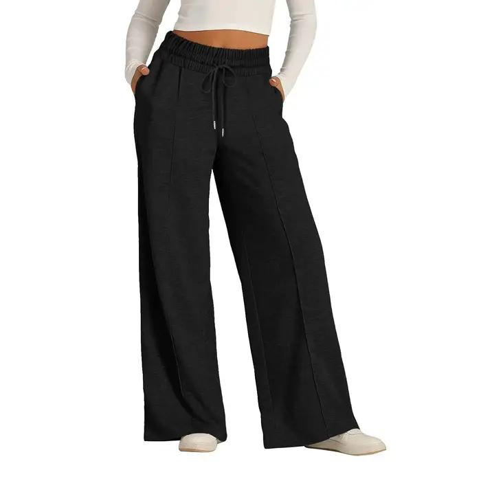 Pantalon de jogging décontracté taille haute à jambe large pour femme