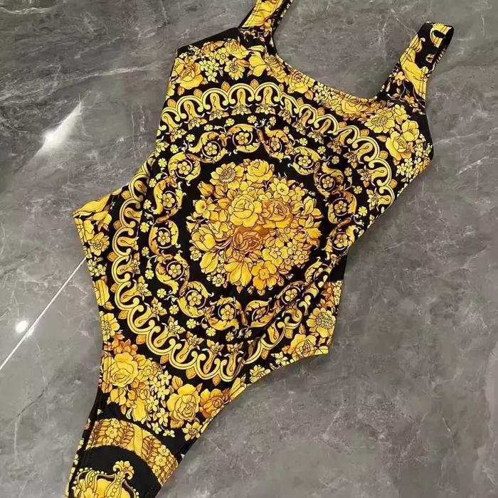 2025 nouveau design maillot de bain femme sexy une pièce bikini fleur dorée
