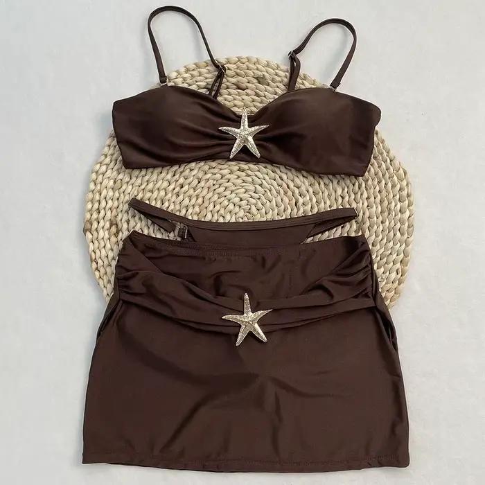 Bikinis Debaior femme style plage bandeau nylon elasthanne ajustement précis couleurs solides geometriques