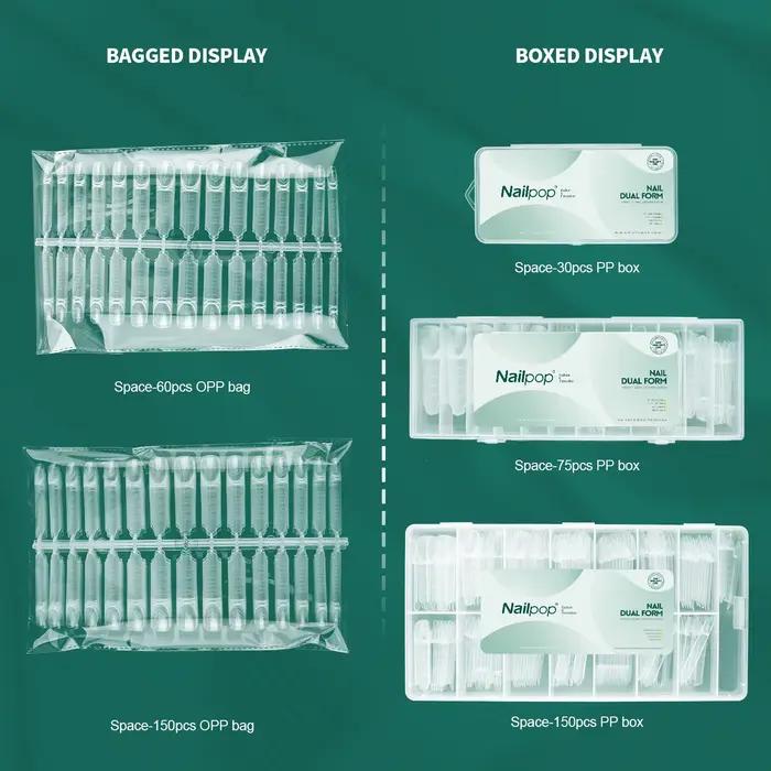Nailpop Space French Dual Forms 15 Tailles Moules Transparents pour Extension de Gel Constructeur Professionnel Salon Maison Manucure 60/150pcs