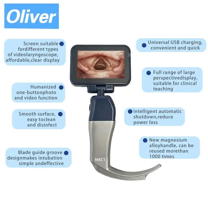 Laryngoscope vidéo d'anesthésie à écran tactile HD de 3.5 pouces, lames stérilisables réutilisables, 6 tailles pour l'anesthésie, expédition rapide au mexique