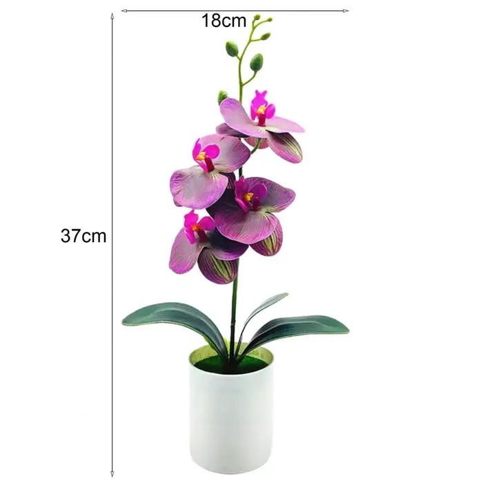 Plante Artificielle Phalaenopsis de 37x18cm, Orchidée Papillon Réaliste, Fleur en Pot d'Extérieur et d'Nik, Bonsaï pour délégations
