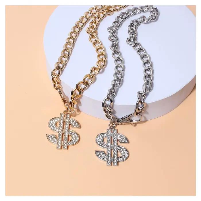Collier de luxe pour chiens de petite et moyenne taille, pendentifs avec signe de Dollar, Hip Hop, chaîne plaquée or/argent, bijoux, accessoires pour animaux de compagnie