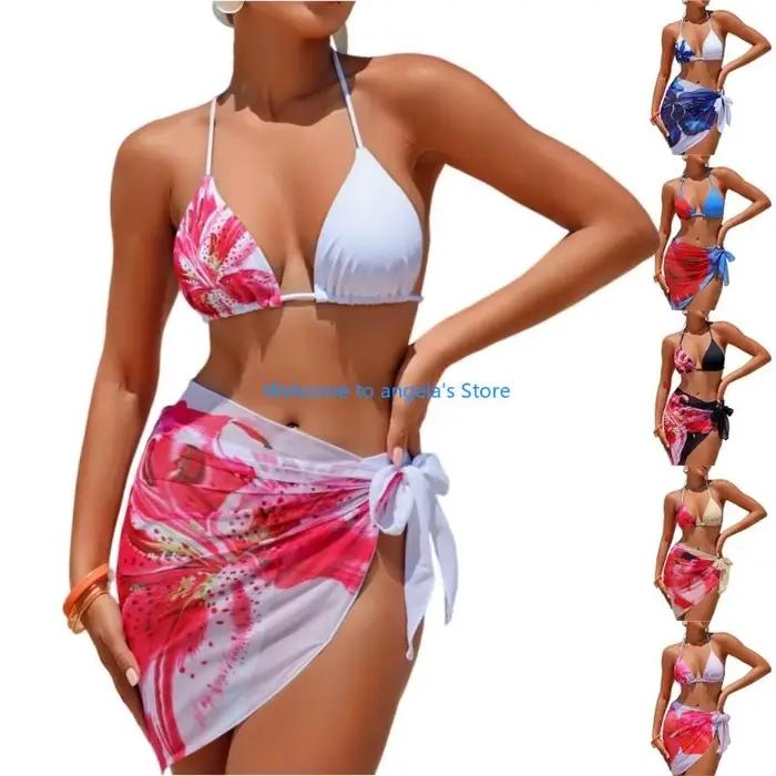 X4YC Ensemble deux pièces pour avec haut triangle bas string pour les vacances à plage